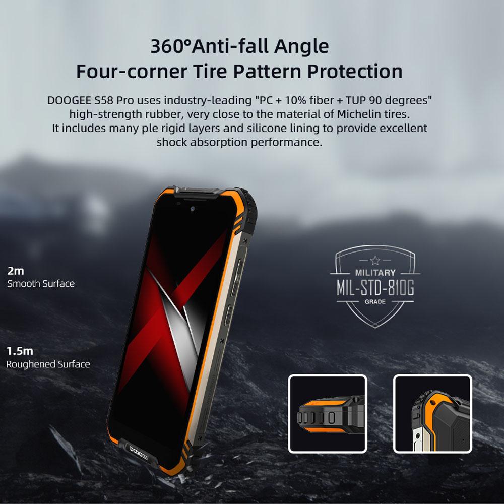 Cover Morbida In Silicone Per Doogee S58 Pro + 4 Pellicole Vetro Temperato - Antiurto, Ultra Sottile, Ricarica Wireless