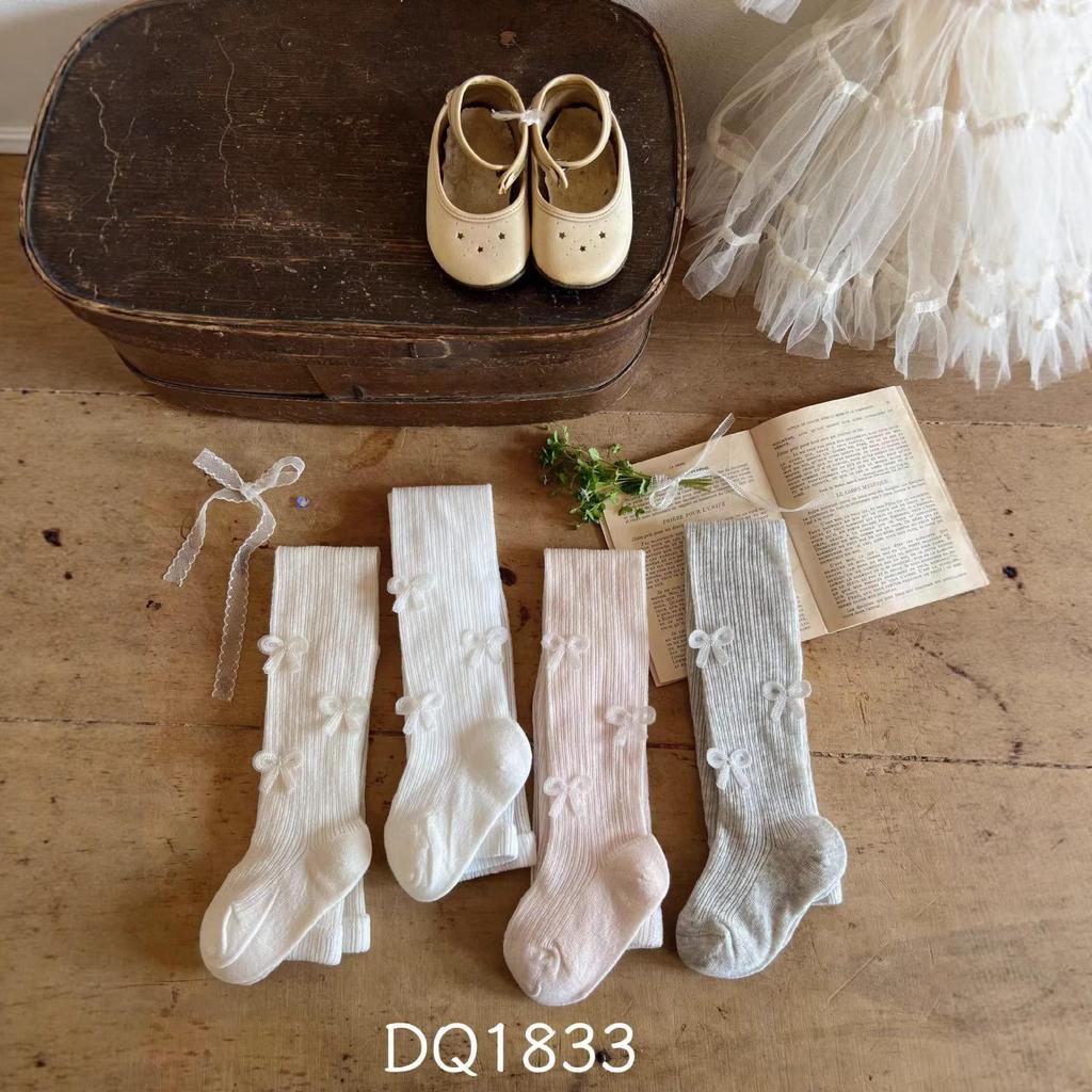 Koreanischer Stil Schleifenfuß Strumpfhose - Sommerstrümpfe aus gekämmter Baumwolle für Mädchen