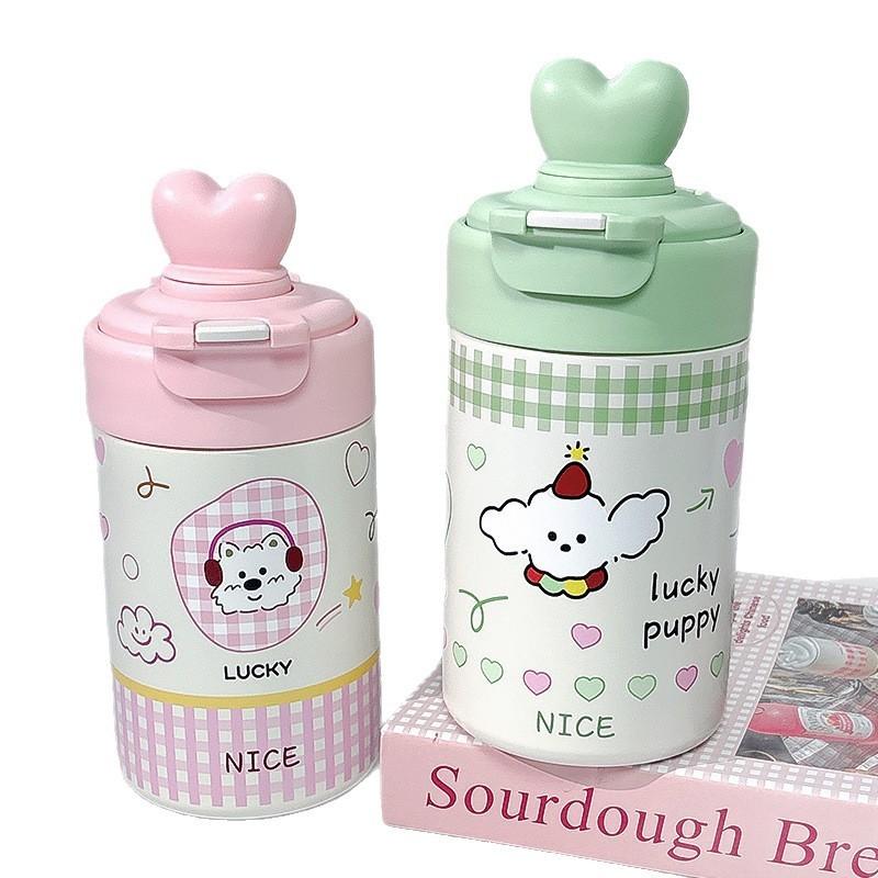Girl Thermal Mug With Straw And Tea Strainer For Home Office Travel