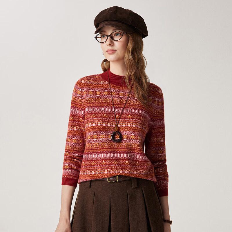 Zhaojun Women's Fair Isle Wool Sweater