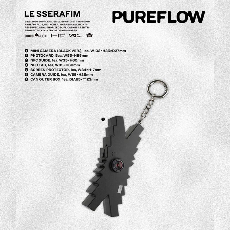 [PRE ORDER] LE SSERAFIM – 2nd Studio Album PUREFLOW pt.1 (Mini Camera Ver. Black Ver.)