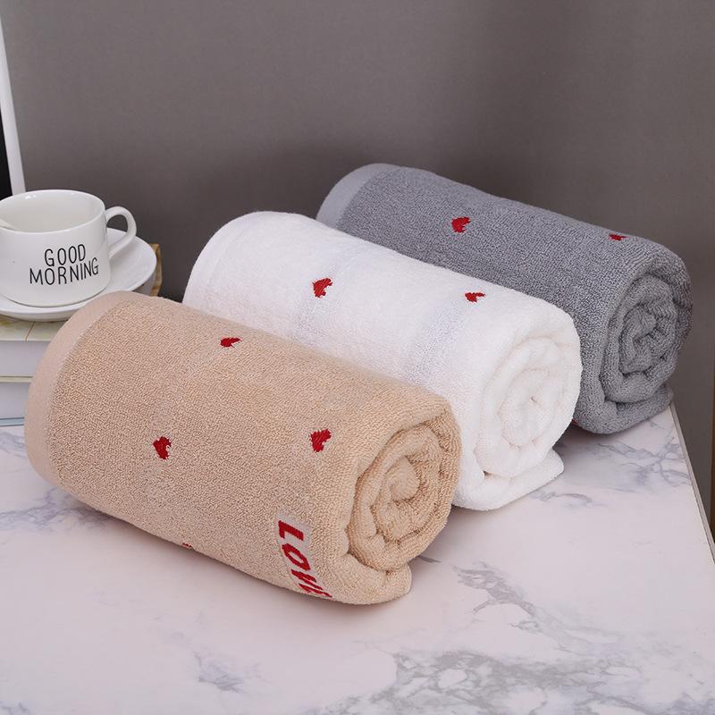 Toalla de baño de algodón Love, toalla de absorción gruesa para lavar la cara, toallas para el cuerpo, paño de cocina para limpieza del hogar, 34 x 75 cm