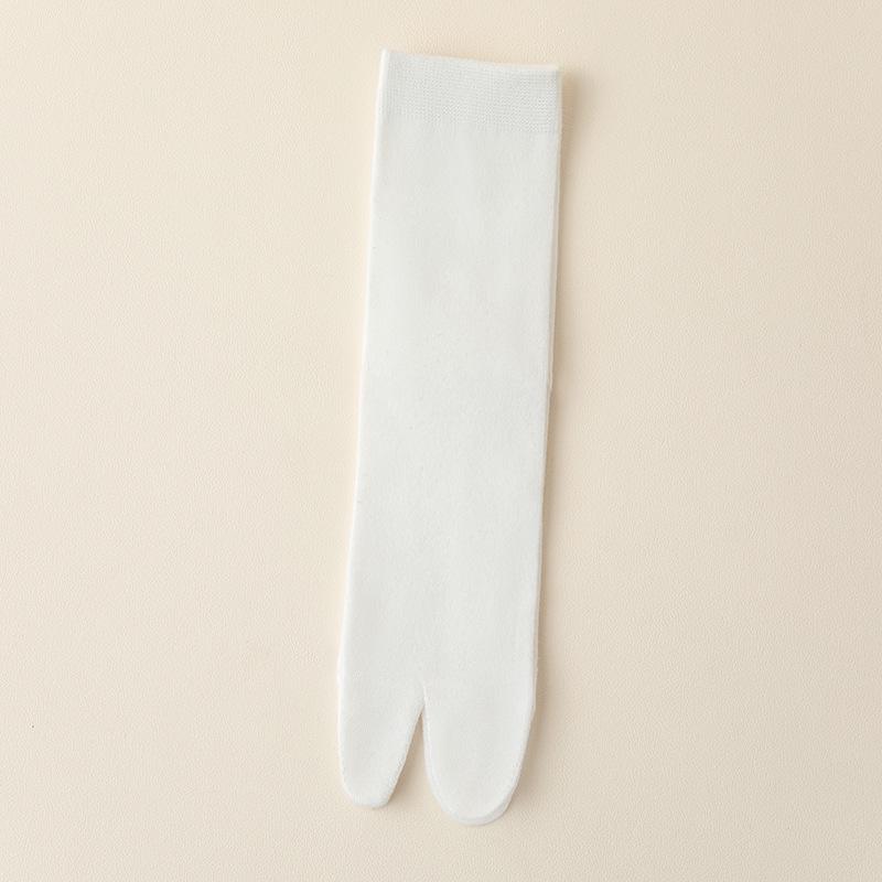 Women's Solid Color Split Toe Mid-Calf Socks for Geta - Suitable for Spring, Autumn, and Summer