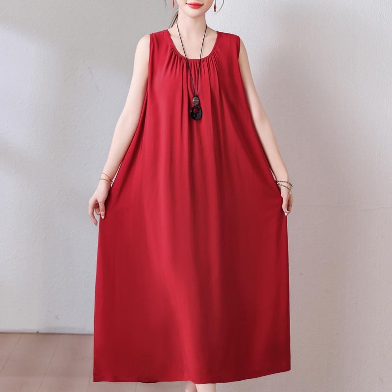 Plus Size Summer Long Dress for Women Clothes Elegant Sleeveless Loose Casual Dress