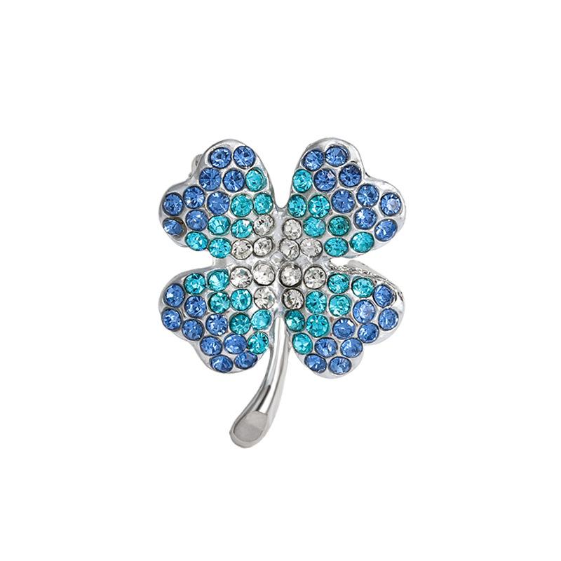 New green zircon four-leaf clover brooch women's high-end blazer high-end corsage clothes collar silk scarf buckle