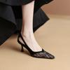 Nuove Scarpe Estive Sexy in Pizzo ,Moda Primavera Tacchi Alti ,Décolleté da Donna ,Punta Appuntita ,Slip On ,Traforate ,Nere ,Dropship