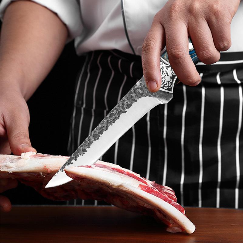 Forged Kitchen Meat Cleaver Butcher Boning Knife Chef Knife Slicing Peeling Fishing Knife with Wood Handle Cooking Tools