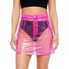 S-XXL Women Clear PVC High Waist Bodycon Mini Skirt with Side Pockets Transparent Cover Up for Swimsuit Beach Clubwear