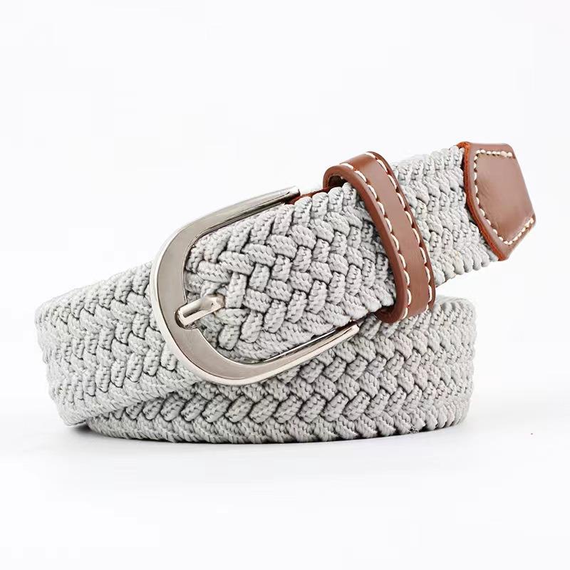 Men and Women Pin Buckle Canvas Belts, Thin Elastic Elastic Belts, Young Students Knitted Canvas Belts