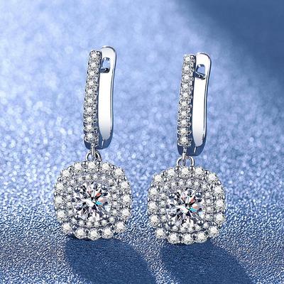European-American Style Geometric Diamond Earrings, Temperament S925 Silver, Trendy Versatile Women's Jewelry