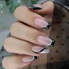 24PCS 3D Peach Flower French Style False Nails Fake Nails Manicure Nails Tips Removable Fake Nails Acrylic Press On Nails