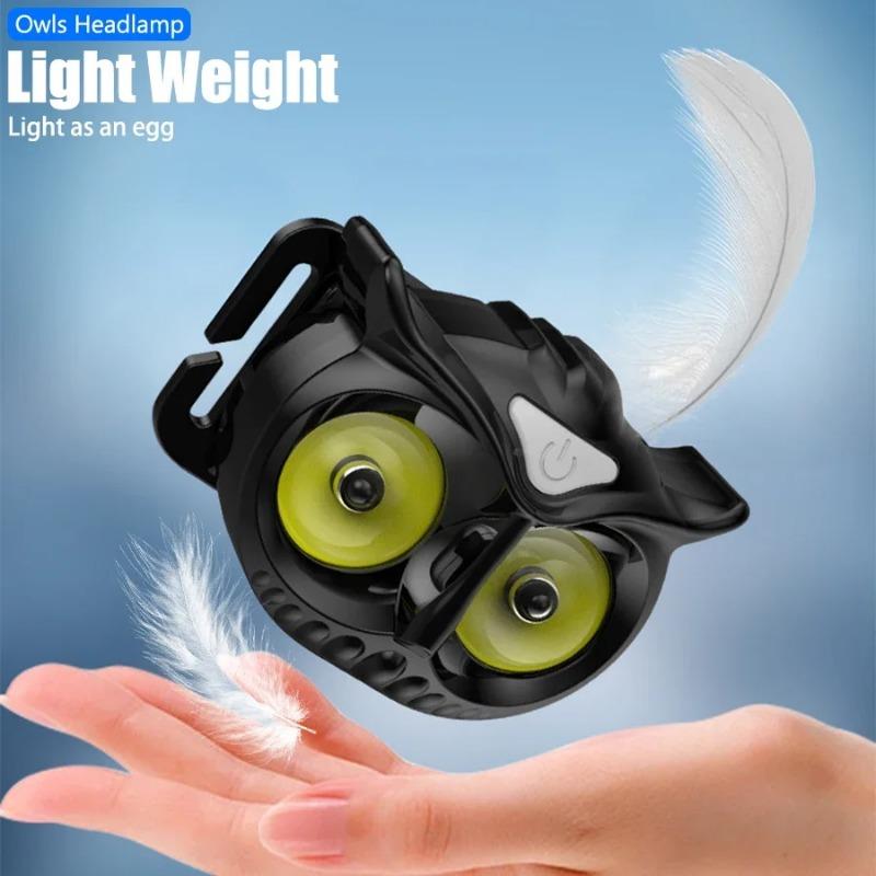 LED Owl Headlight Ultra Light and Bright Four Mode Dry Battery/rechargeable, Bright Adventure Light, Outdoor Camping, Hiking, Fishing, Emergency