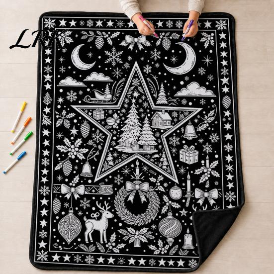 Customizable Souvenir for Birthdays Christmas DIY Coloring Blanket Adults And Kids, Color Your Own Blanket, 59" x 51" Soft Cozy Polyester Couch Cover