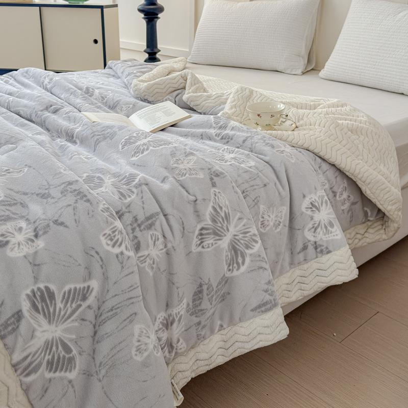 Soft Flannel Throw Blanket Lightweight Warm Bed Blanket For Bedroom Couch