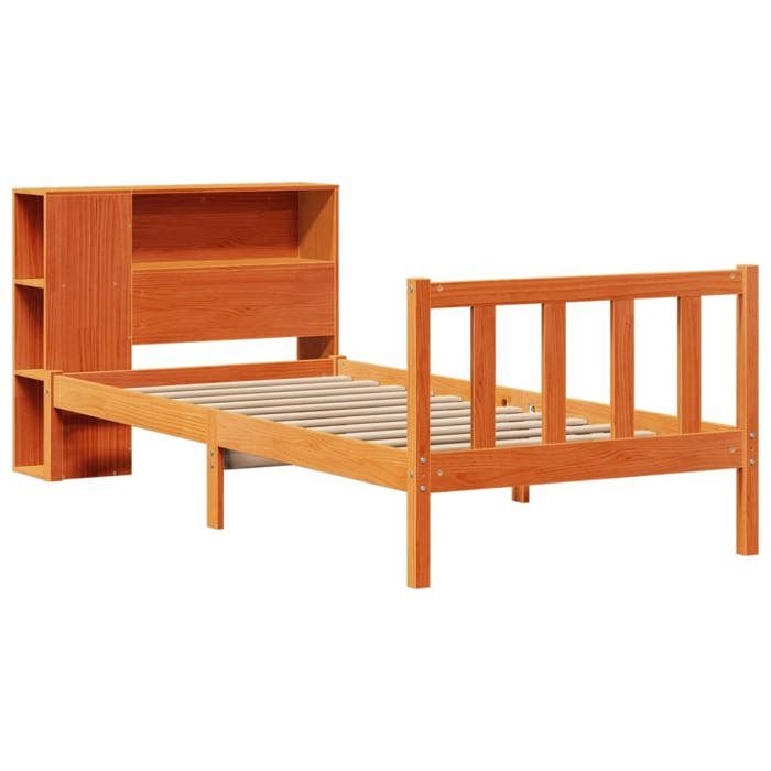 VidaXL Lit bibliothèque sans matelas cire marron 100x200 cm pin massif 3321687
