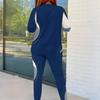 Women Plus Size Round Neck Long Sleeve Printed Top And Fitted Pants Two Piece Set