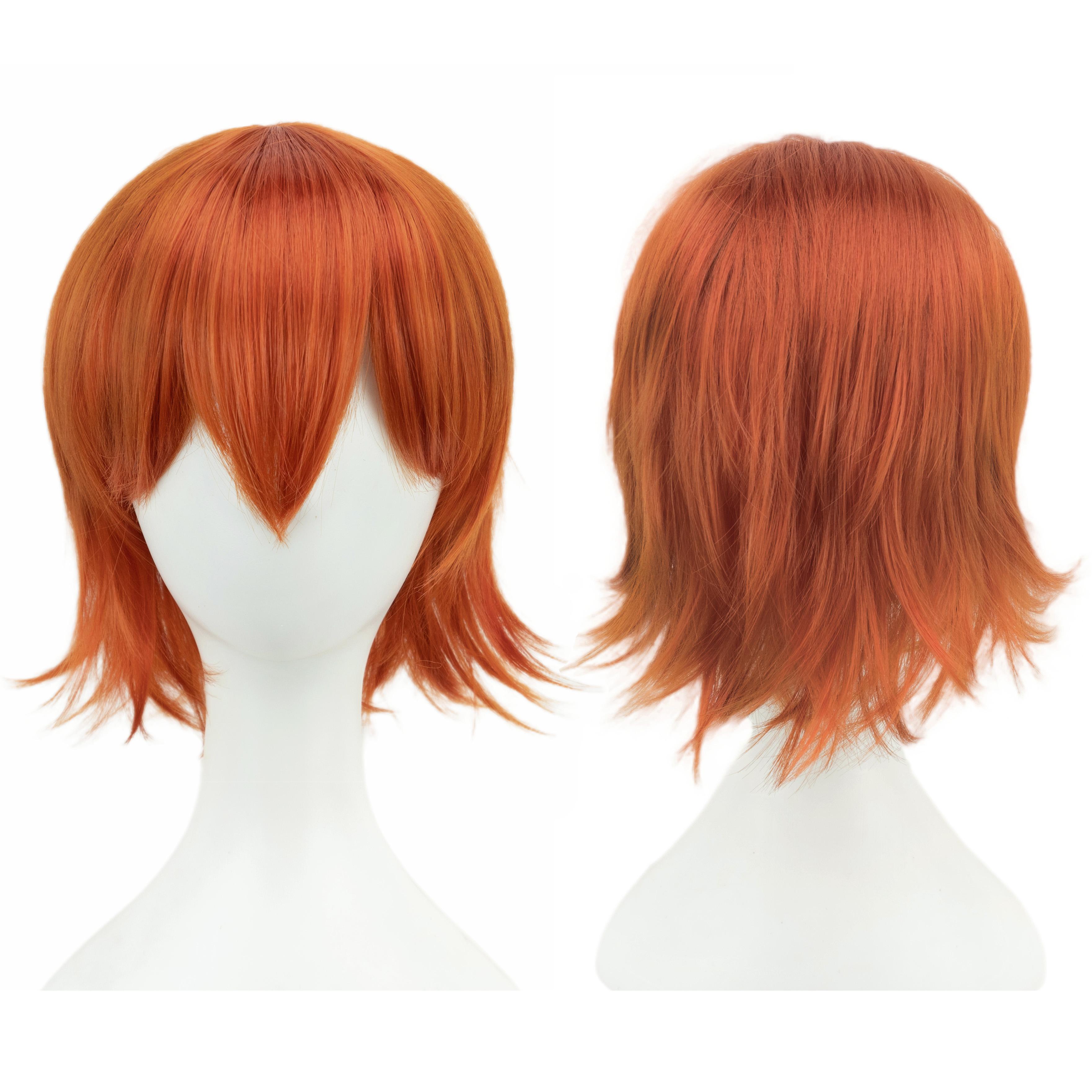 Synthetisch Unisex 12 Inch Kort Cosplay Haar Feest BOB Pruiken met Pony Roze Blond Oranje Halloween Kostuum Lolita Pruik 12inches