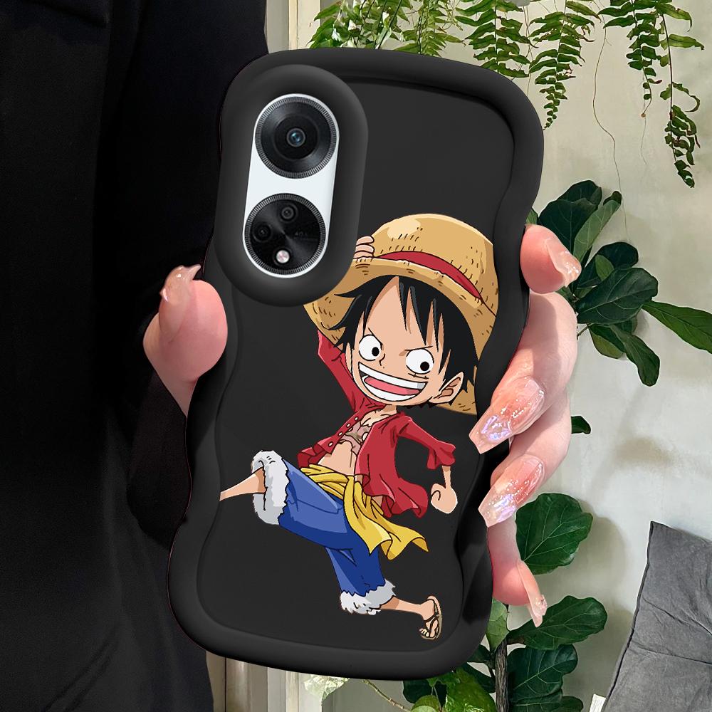 

Окрашенный узор Big Wave Edge Мягкий силиконовый материал Macaron чехол для телефона противоударный защитный резиновый чехол для OPPO Reno Realme Realme Narzo 70X 5G чёрный