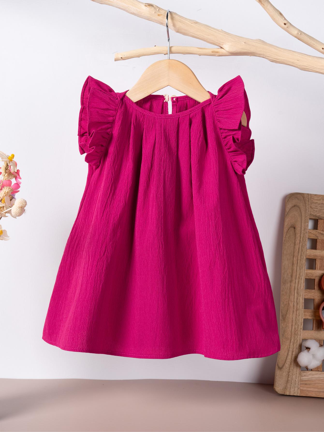 

Летнее новое модное милое повседневное платье для маленьких девочек 120 розы красного