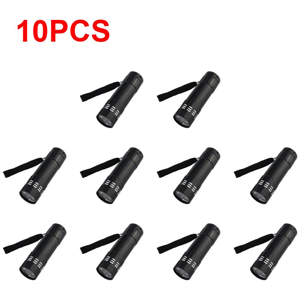 1-10PCS 9 LED UV Light Torch 50LM 395nm Handheld Ultraviolet Detector Waterproof Portable for Fluorescent Agent/ Currency Test
