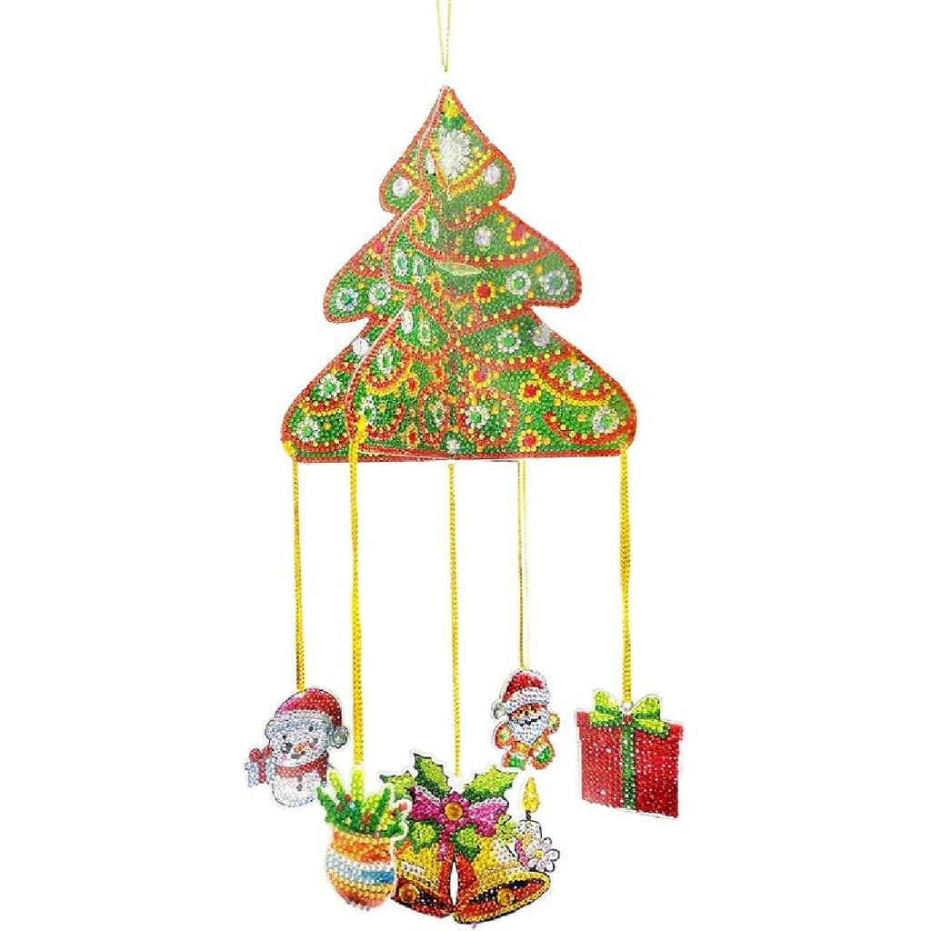 Generic DIY Dotted Diamond Art Painting Wind Chime Kit, Three-Dimensional Sun Catchers Diamonds Dot Paintings Hanging Ornaments, for Spring Garden