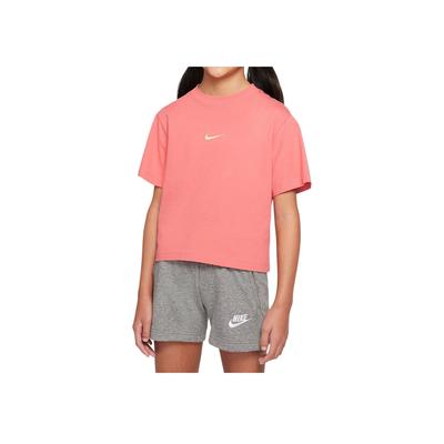 Sportswear Logo Embroidered Sports Short Sleeve T-Shirt Kids Tops Salt-Pink DH5750-603