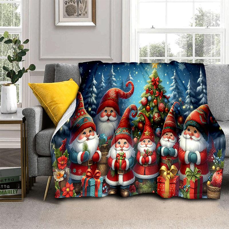 Merry Christmas Cartoon Santa Claus Christmas Tree Festival Gift Blanket,Soft Throw Blanket for Home Bedroom Bed Sofa Cover Kid