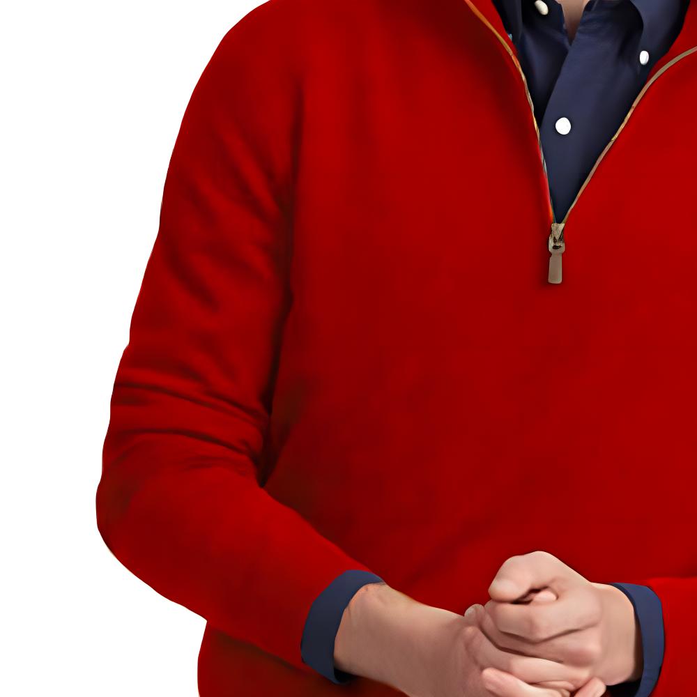 Polo Ralph Lauren Ss23 Ensfarget Genser med Broderi og Halv Glidelås Herregenser 710777743-011