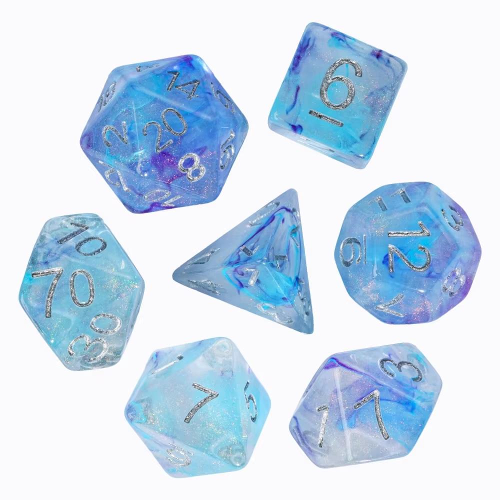 Cusdie D&D Rauchwürfel Dungeons and Dragons 7 mehrseitiges Würfelset D4 D6 D8 D10 D% D12 D20 für Rollenspiele Brettspiele