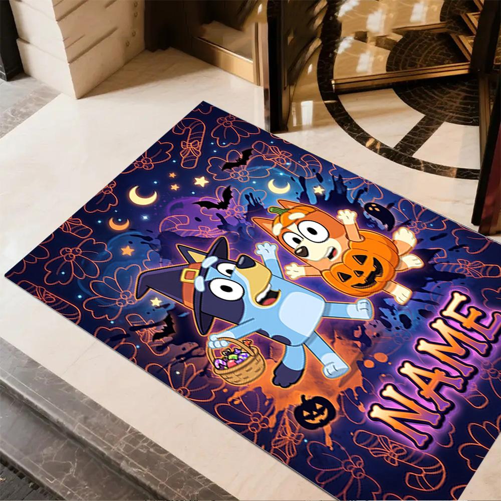 Halloween Night Adventure Customize Text Floor Mat Perfect for Outdoor Game Room Entryway Foyer Anti-slip Rug Office Home Decor