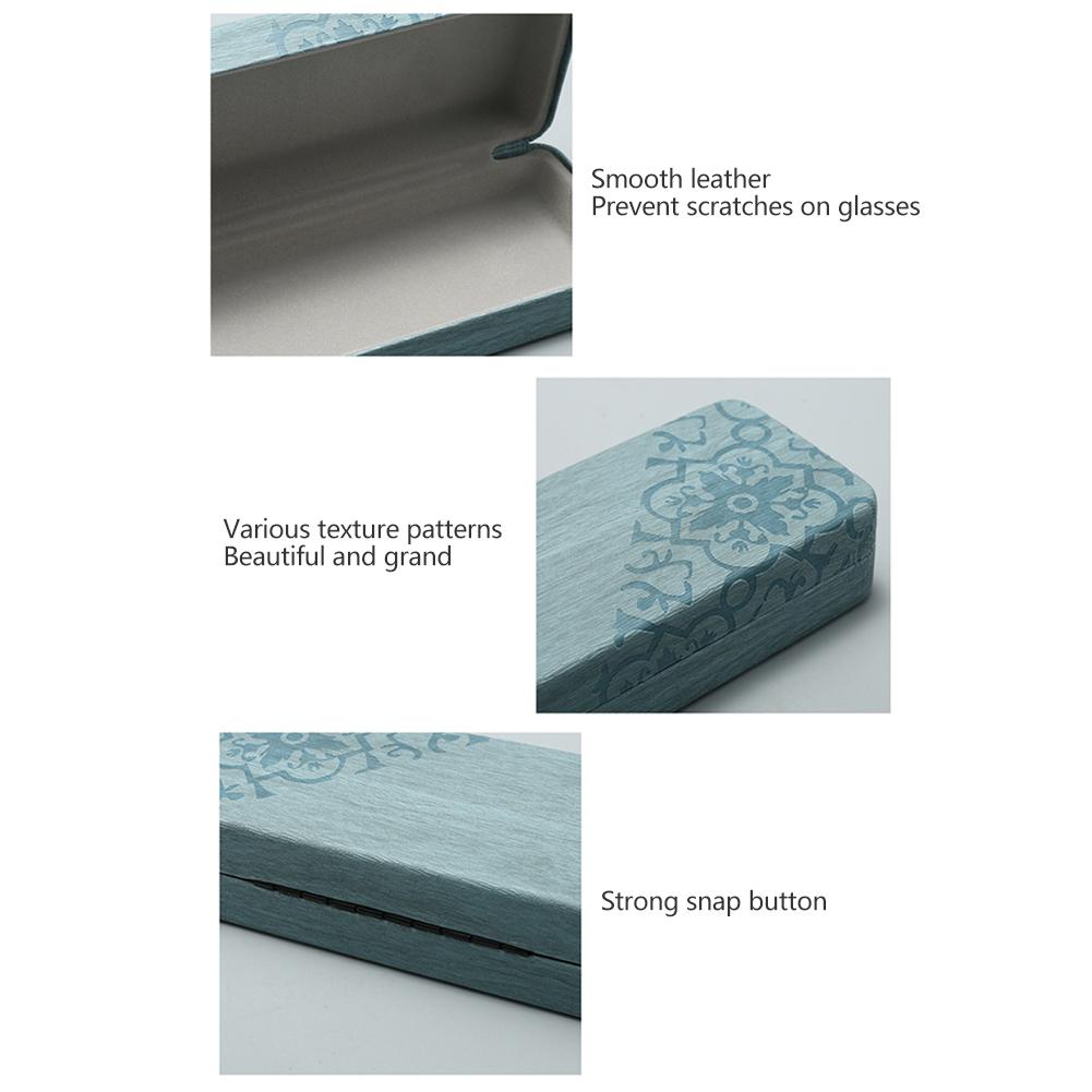 Vintage Floral Print Glasses Case Simple Rectangular Glasses Storage Box Scratch-Resistant Leather Lined Glasses Organizer