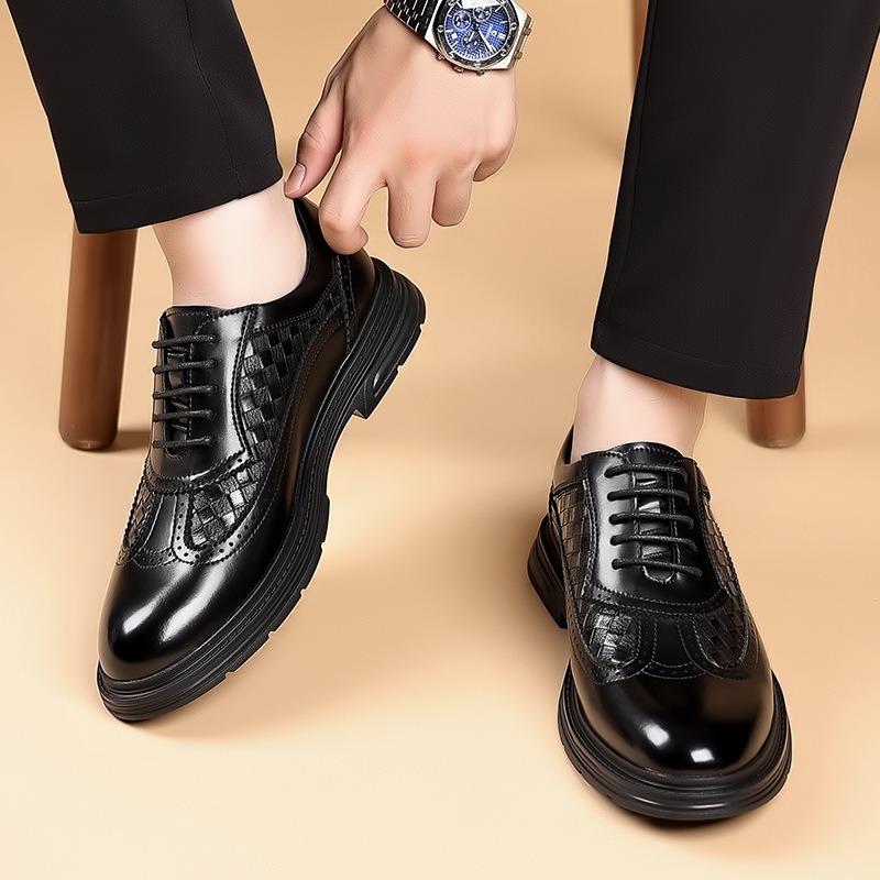 FashionNew Platform Cow Leather Men's Brogue Shoes Spring Autumn Carve Designs Business Men's Dress Shoes Fashion Wedding Shoes Male
