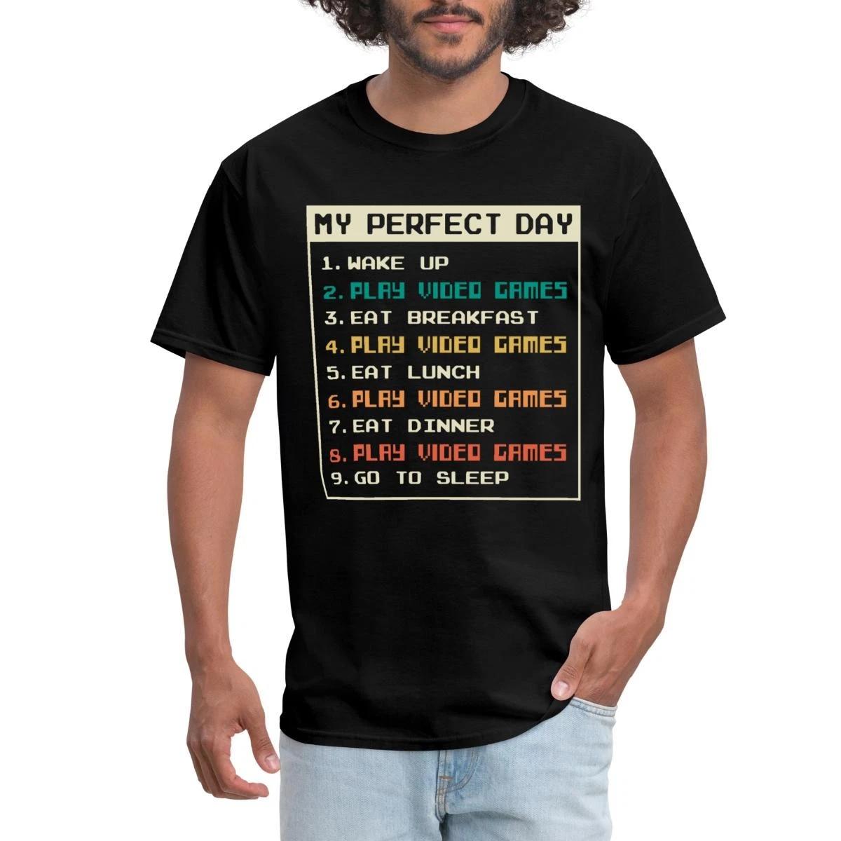 Gaming Perfect Day | Funny Gamer Routine Men s T-Shirt M
