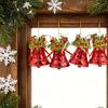Durable Plastic Base Bell Christmas Ornament with Red Ribbon Bow, Small Jingle Thickened Electroplated Tree Hanging Decoration for Tree, Garland,