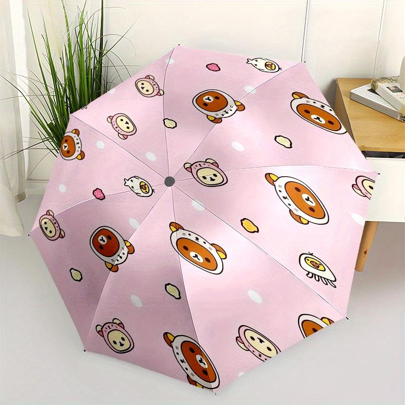

Sugar bunnies Automatic Folding Umbrella-Simple 8-Rib Design, Bright Cartoon Pattern, Durable Iron Frame, Suitable For Travel, Outdoor, Beac