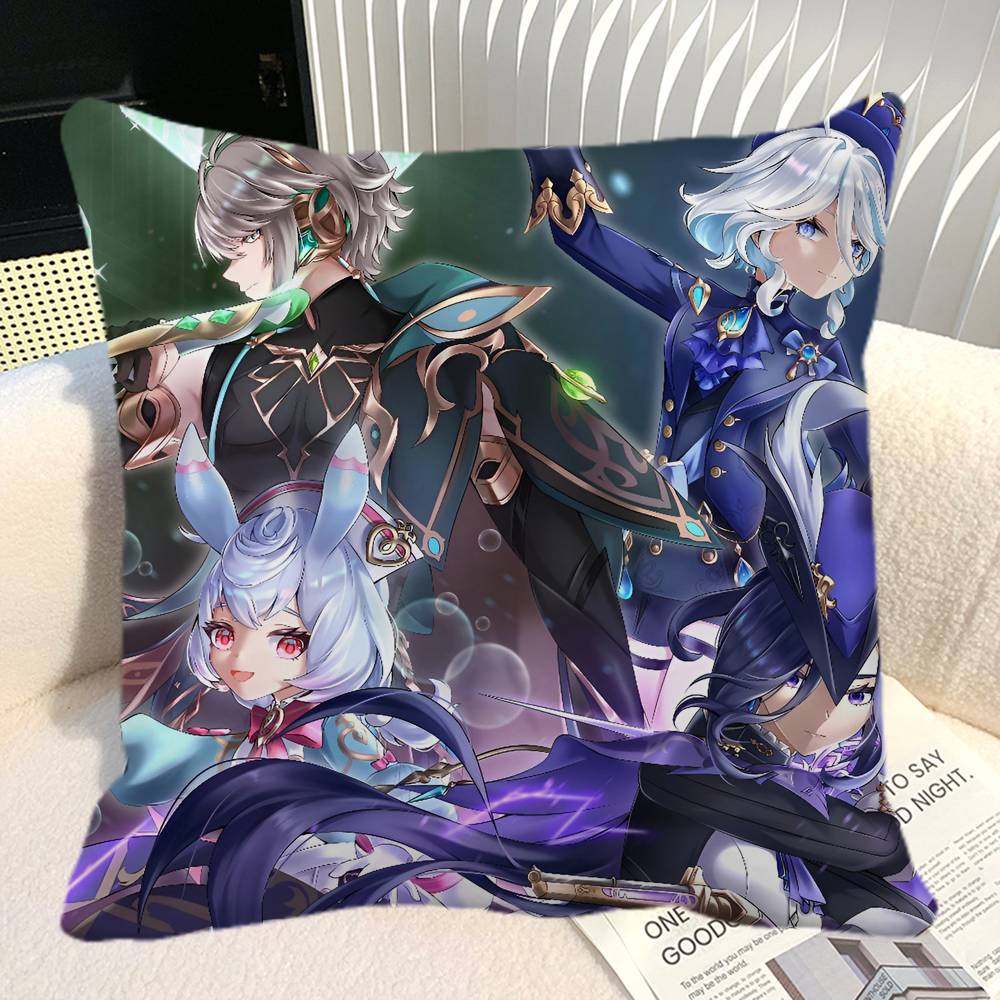 Game Genshin Impact Sigewinne Pillow Case Square Pillow Bedroom Sofa Leisure Comfort Cushion Car Home Decoration