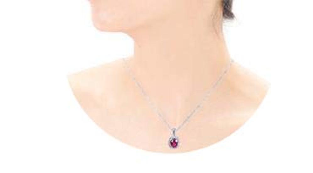 and Me Jewelry Silver Synthetic Ruby Pendant Necklace Carat CZ Entourage 9073 [You Box] 3.5 [Birthstone July]