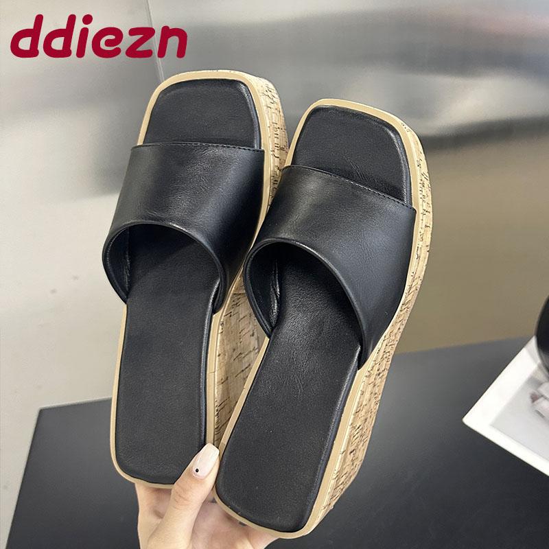 Fashion Fashion Thick Soled Footwear Ladies Wedges Slippers Shoes Platform Women Wedges Slippers Shoes Female Slides Sandals Big Size 43