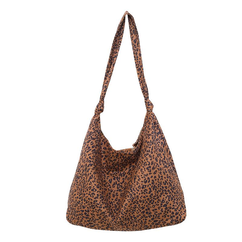 Crossbody tote bag handbag leopard print canvas bag women's large-capacity casual versatile lightweight shoulder bag