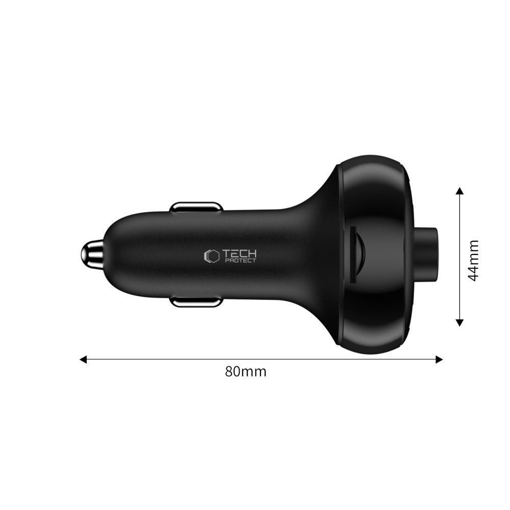 Ładowarka samochodowa z transmiterem USB-A USB-C PD 72W - czarna