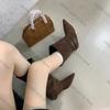 Fashion 2025 Vintage Suede Women Trouser Legs Boots Fashion Belt Buckle Slip On Shoes Autumn Winter Wedges Heel Ladies Long Booties