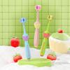 1 Pack 3 Sided Soft Bristle Toothbrush 3 Brush Heads Concave Surface Cartoon Fruit Shape for Children Aged 3 To 6 To 9 Years