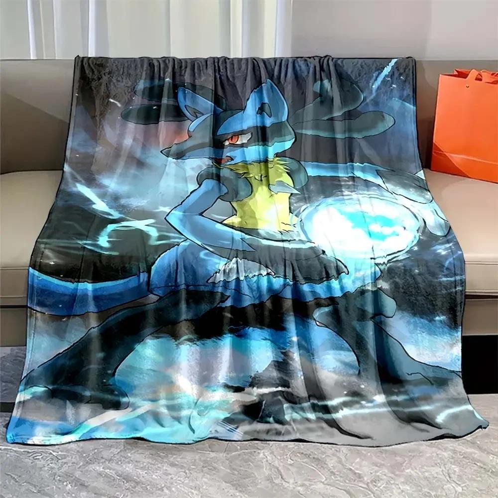 Japanese Anime Pokemon Mega Lucario Flannel Fluffy Soft Blanket Figures Home Sofa Break Blanket Children Blanket Nap Cover Kid