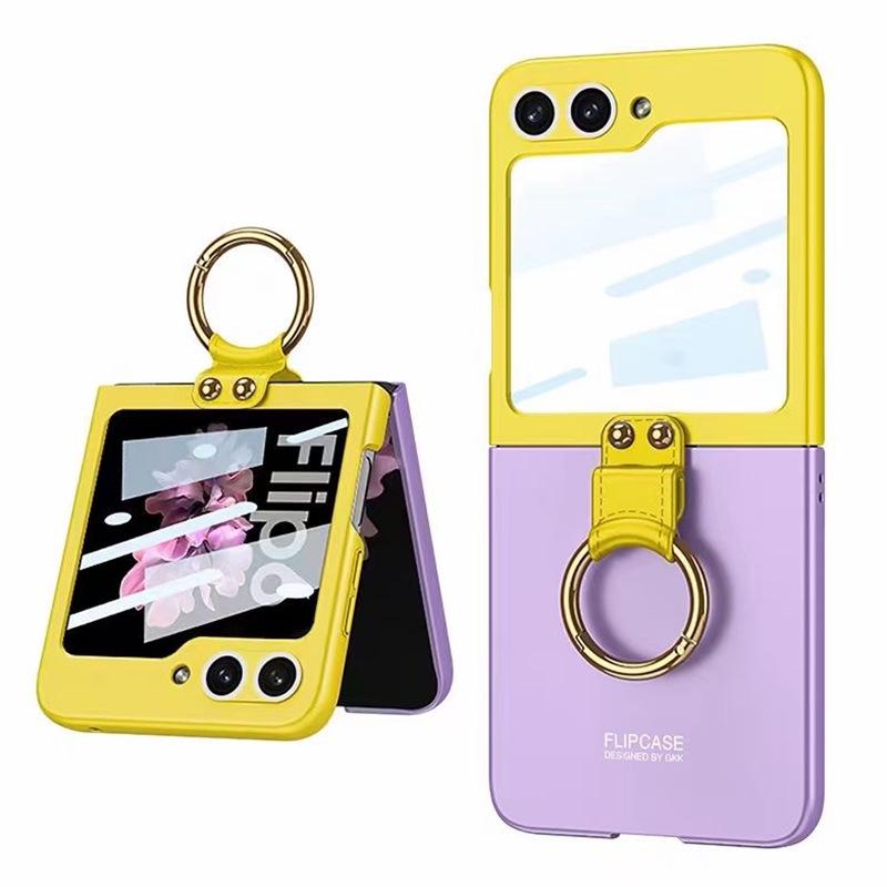 Samsung Galaxy Z Flip6 Faltbares Color-Block-Case mit Displayschutz & Ring-Schnalle