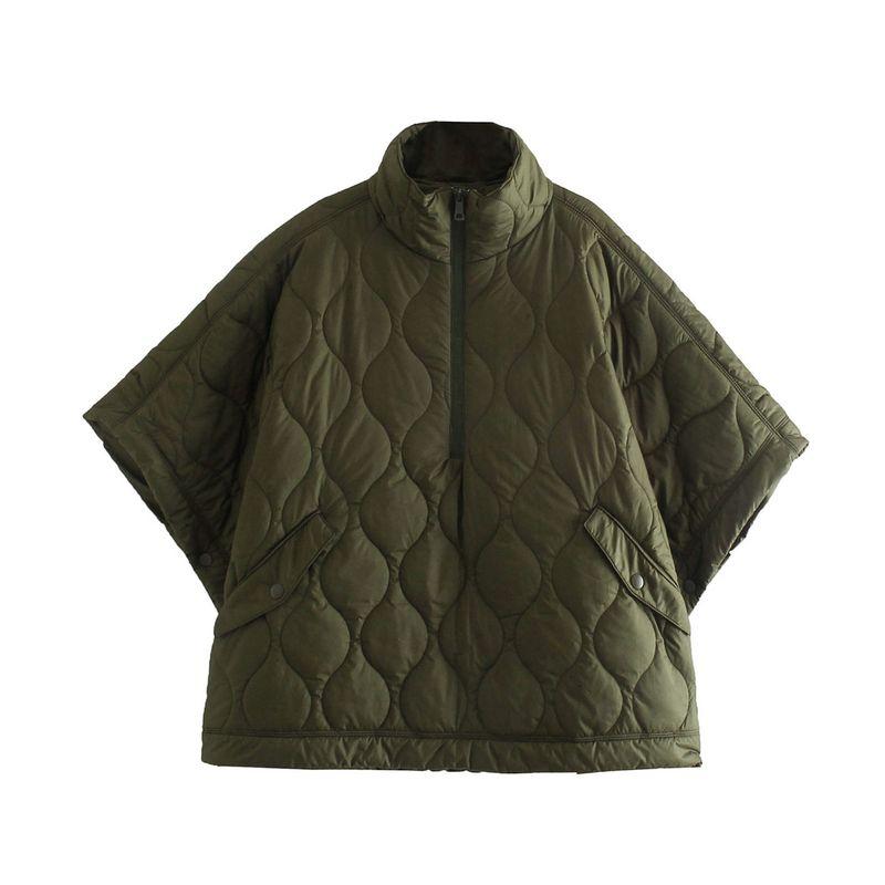 Araltay New Western Style Women Clothes Waterproof Half Zipper Cape Coat Stand Collar Warm Cotton-Padded Coat Cotton-padded Jacket