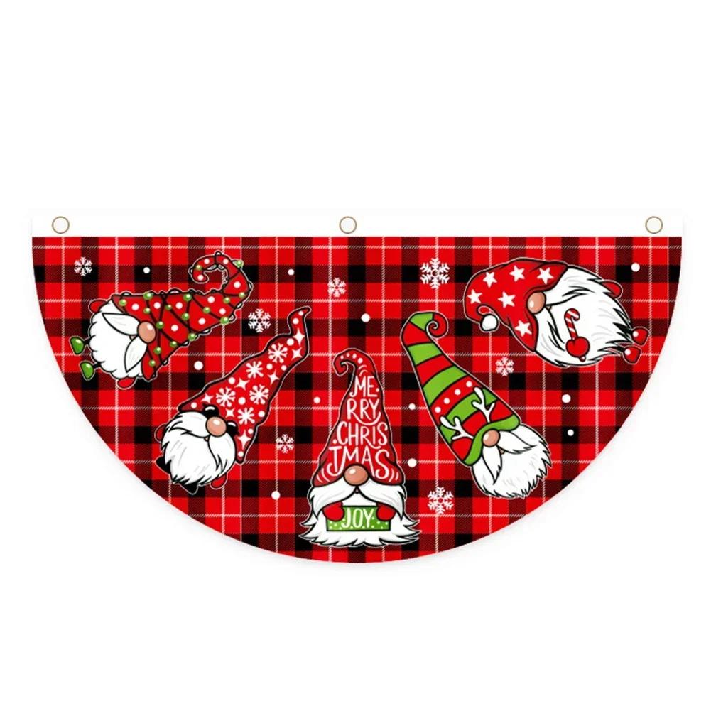 Christmas Outdoor Fan-Shaped Flag Banner Christmas Decor For Home 2026 Christmas Drop Ornament Xmas Navidad Gift New Year