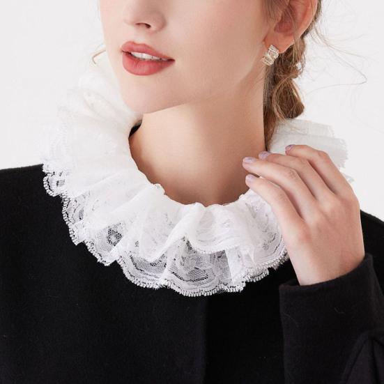 Fake Collar Round-Neck Sweatshirts Tops False Collar Lace Closure Halloween Masquerade Shirt Neckline Enhancer