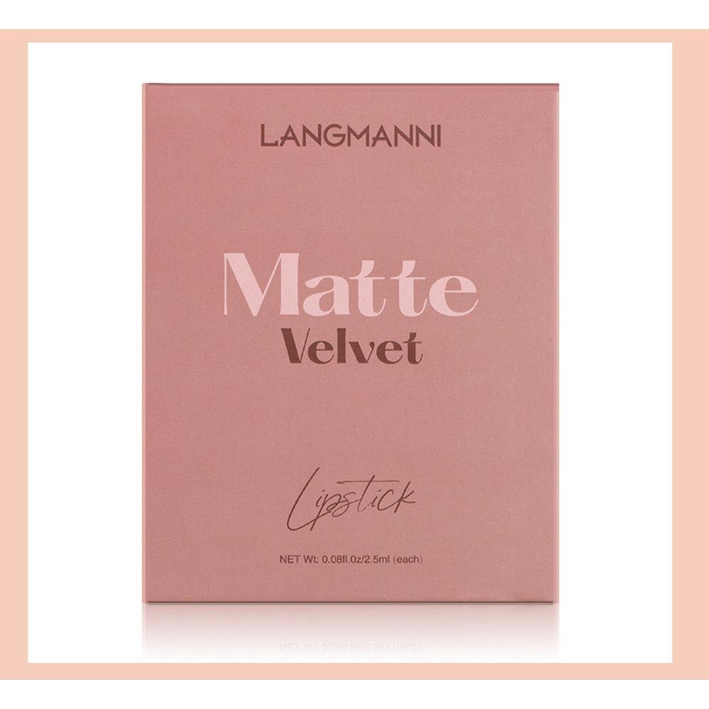 Langmanni New Matte Velvet Mist Lip Gloss Set 6 Lip Glaze Red Suits