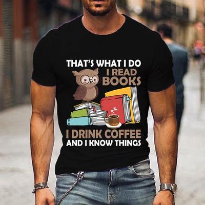 Men Tees I Read Books I Drink Coffee Funny Print T-Shirts Men Book Lovers Tops Oversize Hip Hop T Clothing Summer Casual Tshirt