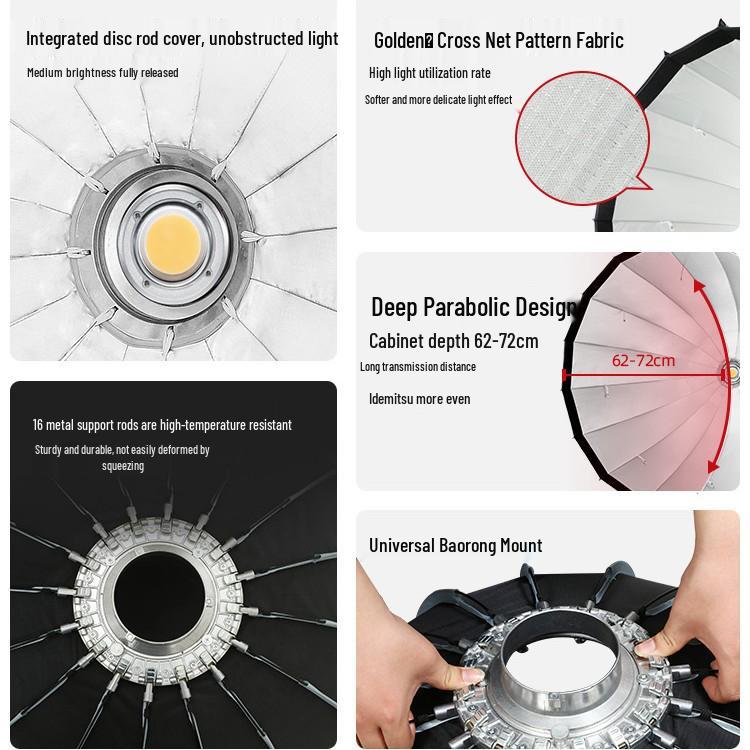 8-Sided Quick-Release 90/120cm Deep Parabolic Softbox for Photography and Video Lighting